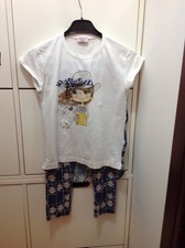 MONNALISA COMPLETO LEGGINGS E MAGLIA STAMPA BAMBOLINA STRASS ANNI 8/10 ????????????????