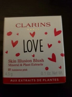 CLARINS LOVE Skin Illusion Blush 01 LUMINOUS PINK 0.1 oz / 4.5 g New in Box - Image 1 of 2
