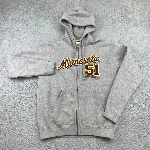 Minnesota Golden Gophers Hoodie Mens Large Grey Full Zip Jacket NCAA Football Cover