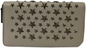 Jimmy Choo Sterne Nieten umlaufender Reißverschluss Leder Geldbörse - NEU - Bild 1 von 9
