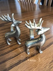 Brass Christmas Reindeer Napkin Rings - Set Of Two - Picture 1 of 3
