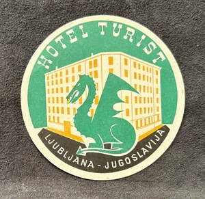 Etichetta bagagli hotel Jugoslavia ~ turista hotel Lubiana Jugoslavia ~ futuristico - Foto 1 di 2