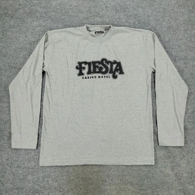 Camisa Fiesta Casino Hotel Para Hombre XL Gris Logo Gráfico Camiseta Manga Larga Pullover Foto 1 de 4