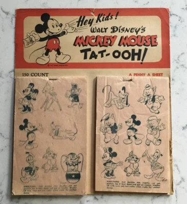 PRIMEROS WALT DISNEY PRODUCCIONES MICKEY MOUSE TAT-OOH! TIENDA DE TATUAJES TEMPORALES 150 Foto 1 de 4