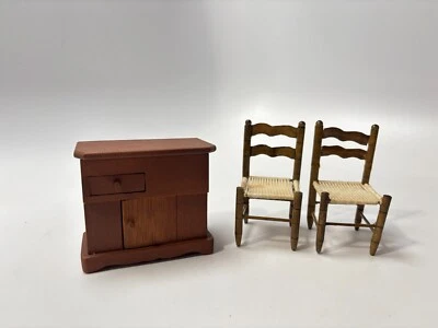 VTG Miniature Furniture Doll House Artisan Wood Sonia Messer Chair Drawer Lot 3 - Image 1 of 4