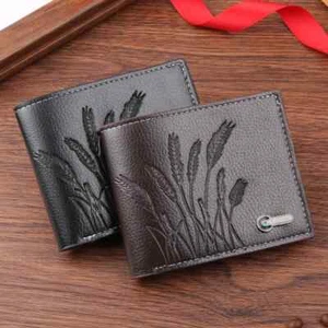 Men's Wallet with Design represent harvest, blessings, and fertility in Black - Picture 1 of 2