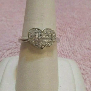 Anello cuore in argento sterling .925 e zirconi misura 7,5 - Foto 1 di 4