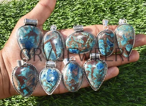 5pcs Azurite Chrysocolla Gemstone Pendants 925 Silver Plated Jewelry Wh-107 - Picture 1 of 14