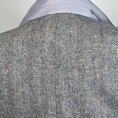 42 S De Colección Azul Tweed Abrigo Deportivo Lana Blazer Chaqueta Gamuza Codo Mr. Epstein Foto 1 de 4