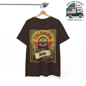 Colombia Ayahuasca Third-Eyed Sloth Tee, Retro Style Unisex Psychedelic T-Shirt - Bild 1 von 20