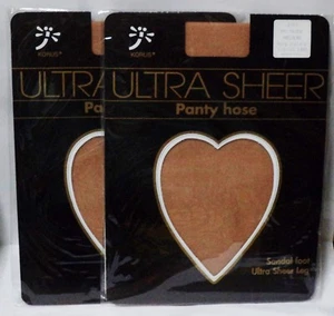 2 KORUS ULTRA SHEER Pantyhose Sandal Foot M Fits 5'2" To 5'5" 115 To 135Lbs NUDE - Picture 1 of 1
