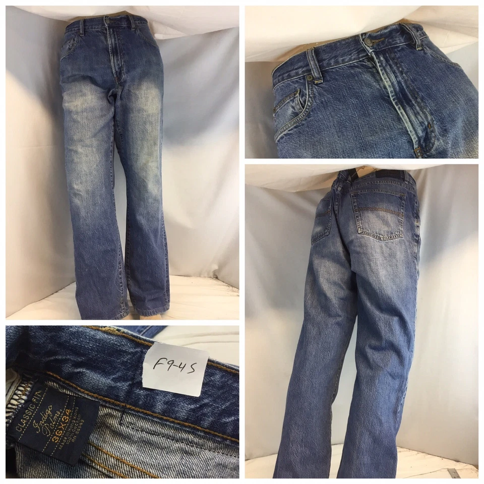 Pantalones de mezclilla Indigo Palms 36x32 algodón lavado medio calce clásico Hong Kong YGI RE2765 Foto 1 de 4