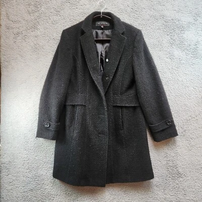 Gabardina para mujer Giacca XL negra forrada de lana manga larga muesca solapa ventilación trasera Foto 1 de 4