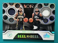 Paul George 2022-23 Panini Noir 75/99 Dual Patch Reel To Reel Clippers #RRM-PGG