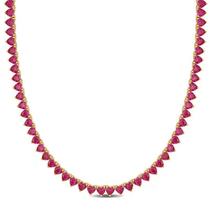 Amour Yellow Plated Sterling Silver 31 3/4 CT TGW Created Ruby Tennis Necklace - Picture 1 of 6