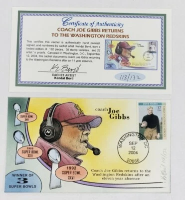BEVIL HP WASHINGTON RED SKIN COACH JOE GIBBS RETURNS TO THE NFL EVENT COVER COA - Image 1 of 4