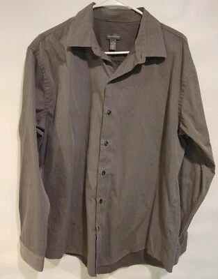 Van Heusen Men's  L/G 16-16 1/2 button shirt Stripe Multicolored Gray Black - Image 1 of 4