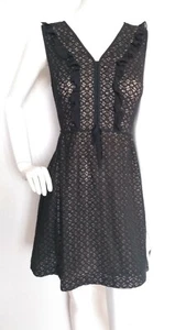BOUTIQUE by JAEGER black lace dress size 10 --MINT-- frill detail - Picture 1 of 8