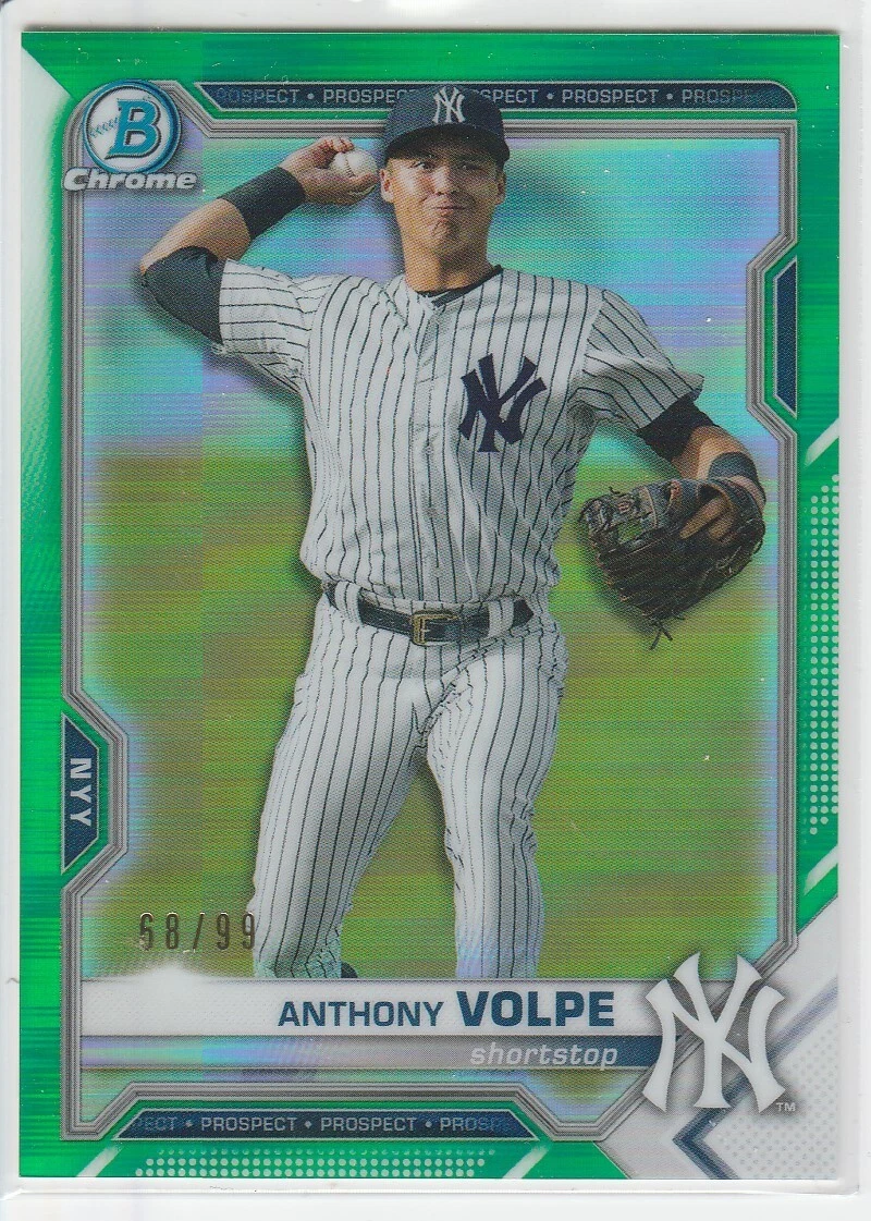 2021 Bowman Chrome Prospects Green Refractor /99 Anthony Volpe #BCP-85