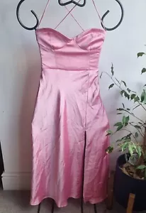 Zara Women's SS22 Pink Satin Effect Print Dress Size Large 2674/301 - Picture 1 of 6
