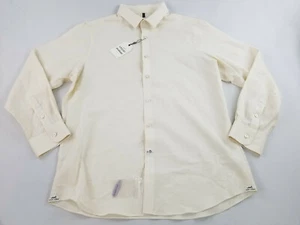 Camisa de hombre Crosby & Howard mezcla de lino beige amarillo Sri Lanka talla XL $150 - Imagen 1 de 8