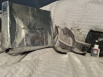 Ellie US 10M - 7" Clear Platform Heels, Pole Grip& Backless Knee Pads - Image 1 of 4