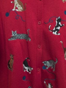 Cats Womens Sweatshirt Red Size XL-3X. Long Sleeve Ten Cats Embroidered - Picture 1 of 13