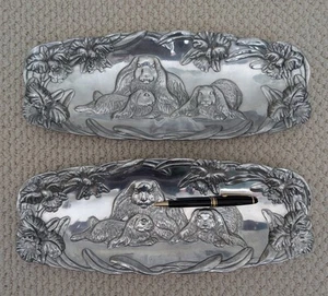 Set of 2 Arthur Court Bunny Rabbit Serving Tray Mom Daughters Floral Bread Trays - Picture 1 of 17