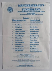Manchester City v Sunderland Full Members Cup Semi Final 4th November 1985 - Picture 1 of 1