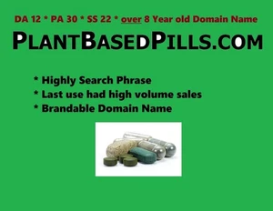 Domain Name URL Plantbasedpills.Com DA PA Rated 8 Year Old Fitness Health Diet  - Picture 1 of 1