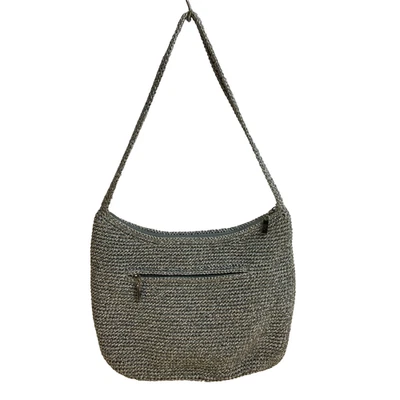 Bolso Hobo de Hombro Tejido a Crochet The Sak Cartera Tejido Boho Cremallera Superior Gris Bolsillos 12" Foto 1 de 4