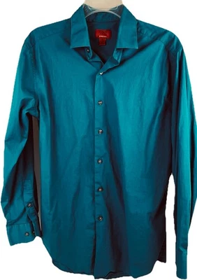 Camisa Alfani Para Hombre Informal Abotonada Calce Ajustado Elástica Talla M Azul Pavo Real Foto 1 de 4