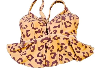 Cupshe Swimsuit SZ S Womens  Jungle Animal Print Ruffled Tankini Top - Image 1 of 4