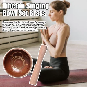 Cuenco de canto y campana de adorno de meditación de latón artesanal nepalí S8A1 - Imagen 1 de 10