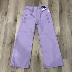 Old Navy Baggy Wide Leg Jeans Mädchen 12 lila Denim Blumenstickerei - Bild 1 von 8