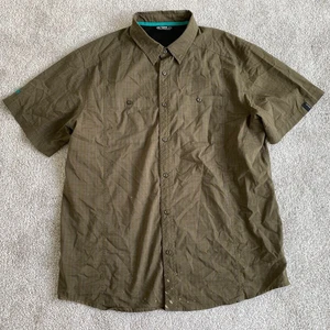 Arc'teryx Shirt Mens XL Brown Check Short Sleeve Button Up Hiking Outdoor **flaw - Picture 1 of 9