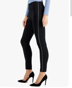 INC International Concepts Women's Studded Skinny Pants Black Size 14P Workparty - Picture 1 of 11