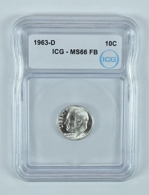 1963-D Roosevelt Dime MS66 FB ICG - Image 1 of 4