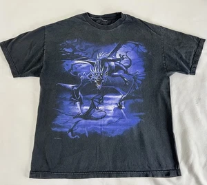 T-shirt drago viola blu liquido vintage 2007 uomo L manica corta grafica Y2K - Foto 1 di 7