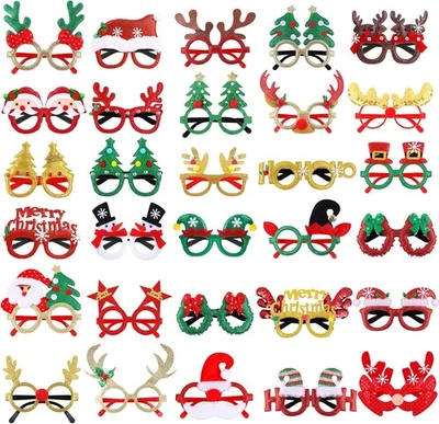 Fovths 30 Pieces Christmas Glitter Glasses Frames - Costume Eyewear...  - Image 1 of 4