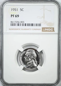 1951 Proof Jefferson Nickel 5C NGC PF69 - Picture 1 of 5