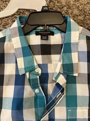Structure Shirt Sleeve Polo Button Down Shirt Size Xl Brand New Plaid - Image 1 of 4