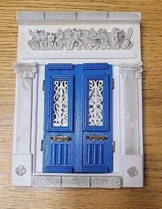 Placa de pared ornamental vintage Grecia Santorini puerta azul cerámica hecha a mano - Imagen 1 de 9