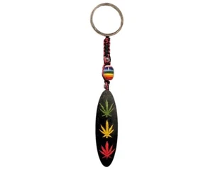 Llavero Triple Hoja Rasta Reggae Arte Hecho a Mano 3D Macramé Boho Hippie Accesorio - Imagen 1 de 1