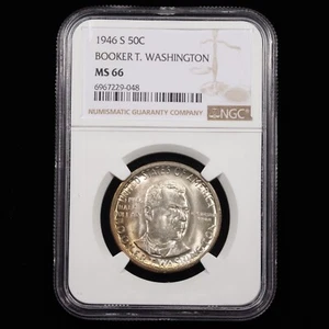 1946-S Booker T. Washington Half Dollar 50c - NGC GRADED MS66 - Picture 1 of 4