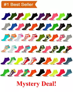 12 Paar weiche atmungsaktive Damen-Funky bunte tief geschnittene No-Show-Knöchelsocken - Bild 1 von 4