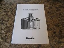 BREVILLE BJE430SIL Juice Fountain Cold Juicer Manual Healthy Extractor Book Only