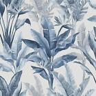 Akari Madagascar Leaf Wallpaper Blue Rasch 282893 Tropical