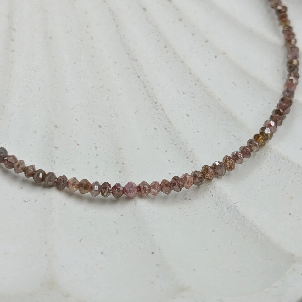 Pulsera de plata de ley 925 con cuentas de rondelle facetadas de diamantes rojos naturales joyería Foto 1 de 4