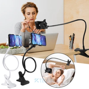 Universal Lazy Mobile Phone Gooseneck Stand Holder Flexible Bed Desk Table Clip - Picture 1 of 37